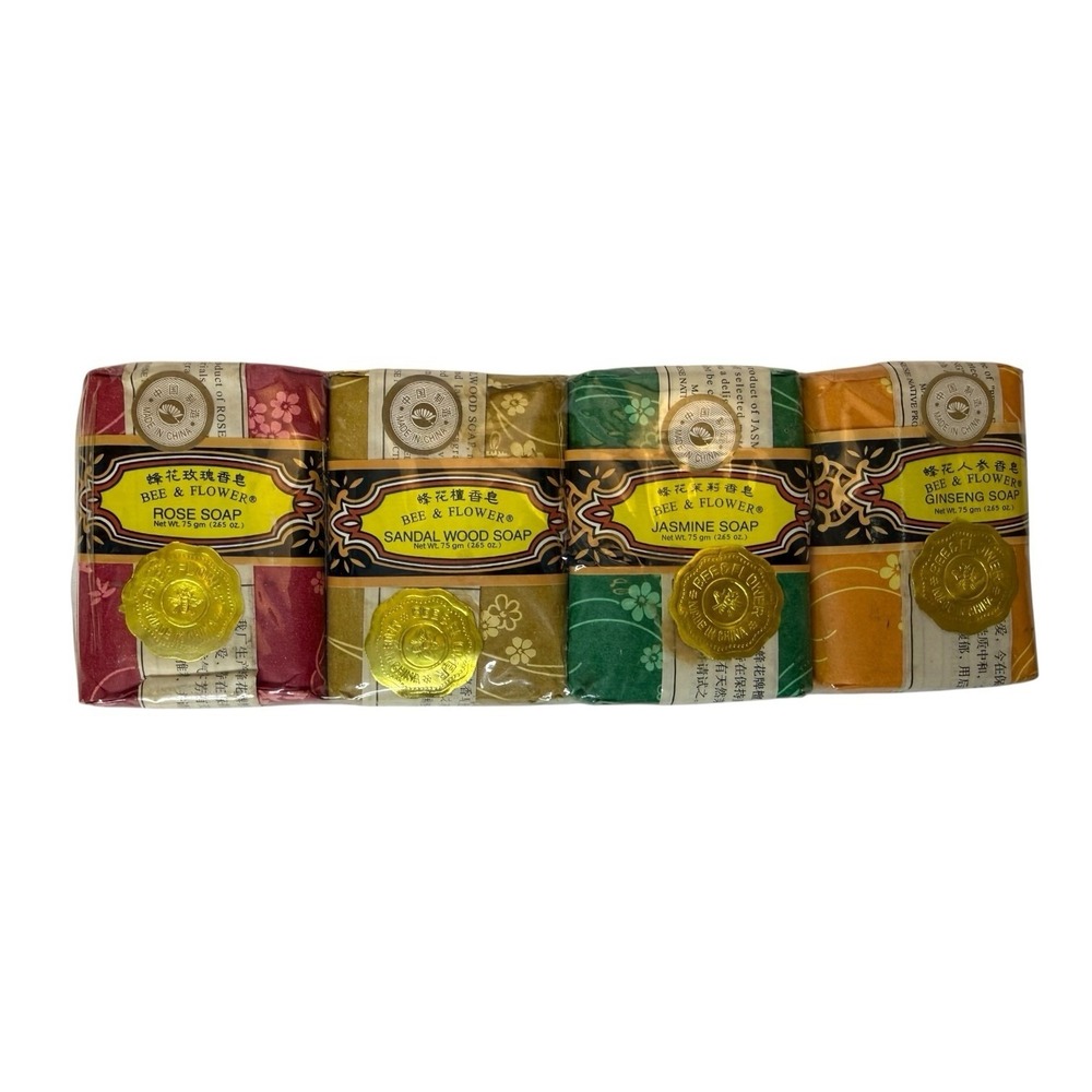 Bee & Flower Chinese Rose, Sandal‎ Wood, Jasmine & Ginseng Soap Multi Pack